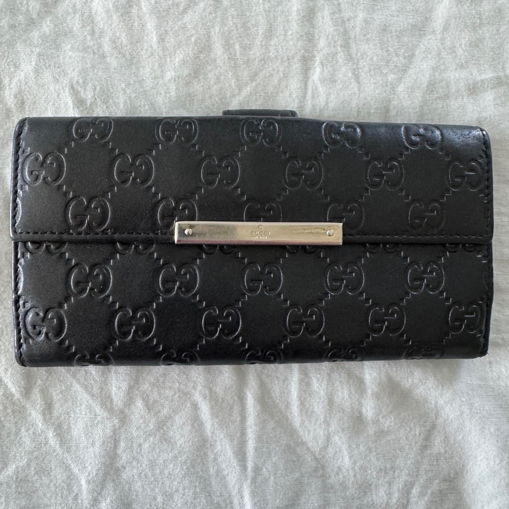 Gucci Guccissima Black Embossed Logo wallet
